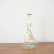 Legras (late 19th century) liqueur carafe in enamelled glass with floral decoration.