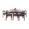 Set of 8 chairs & table, scandinavian design in rosewood