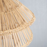 Rattan pendant lamp or light in the shape of an Asian lantern
