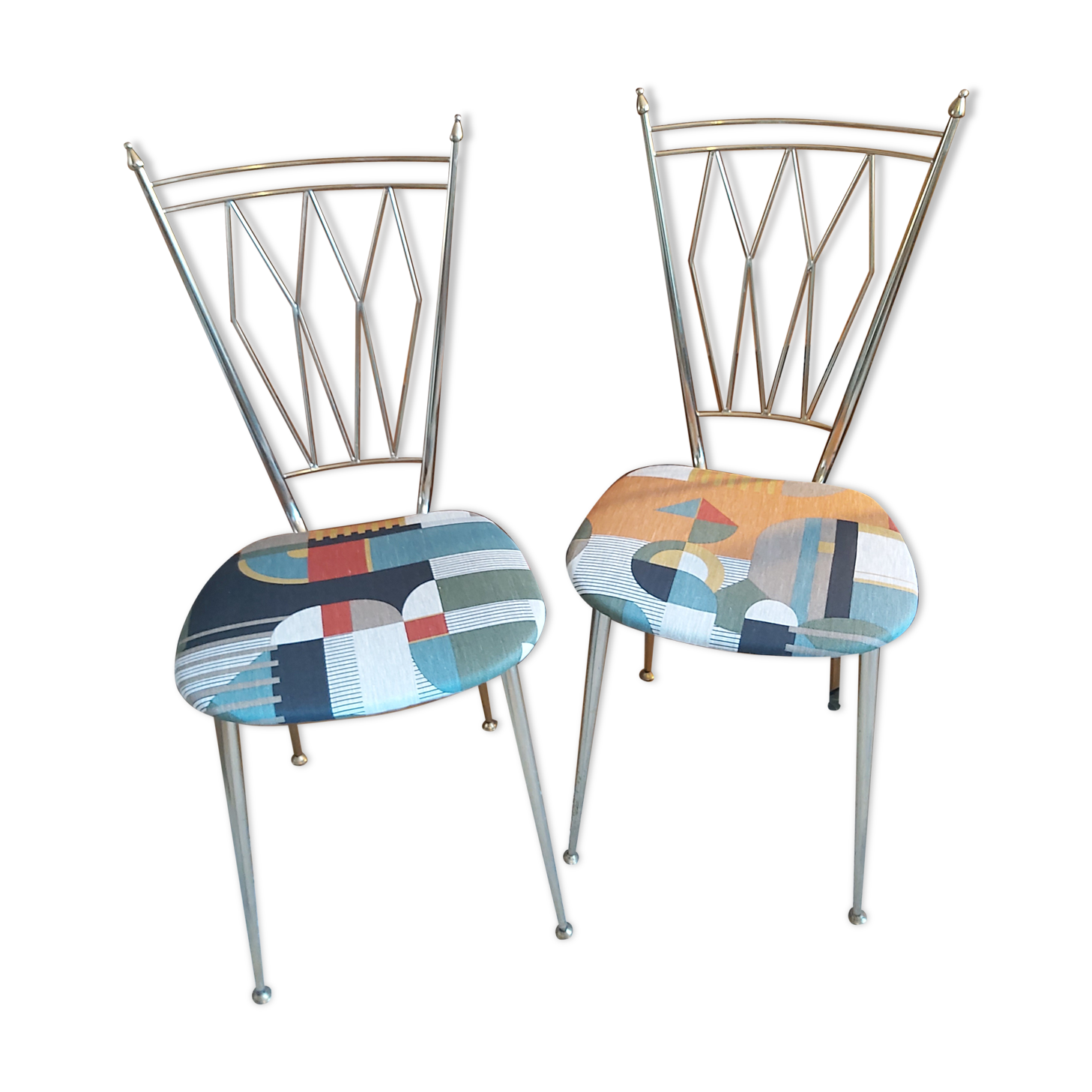 Pair of chairs in gold metal 50s