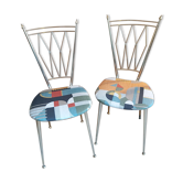 Paire de chaises en métal doré années 50