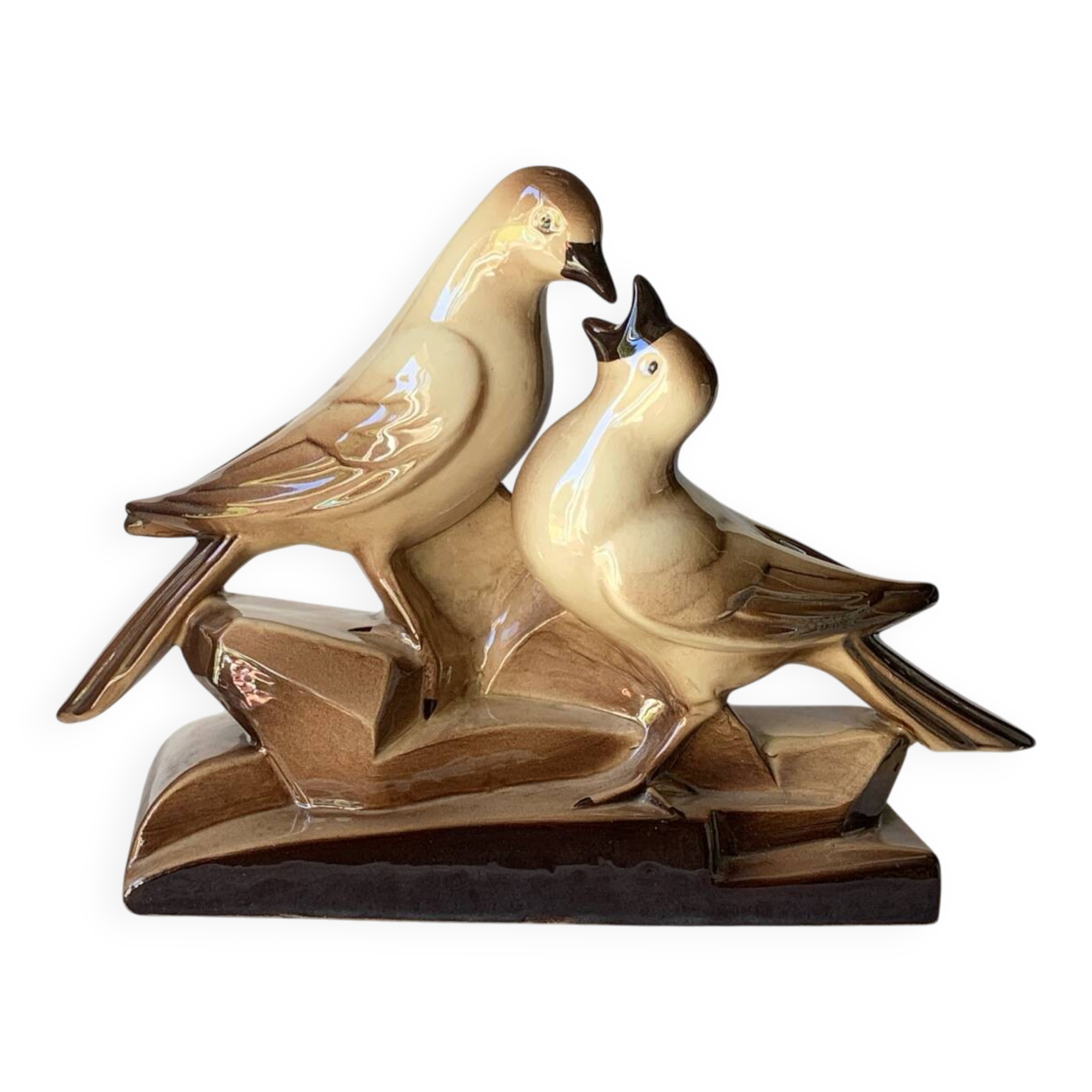 Sculpture céramique Art Deco oiseaux Charles Lemanceau