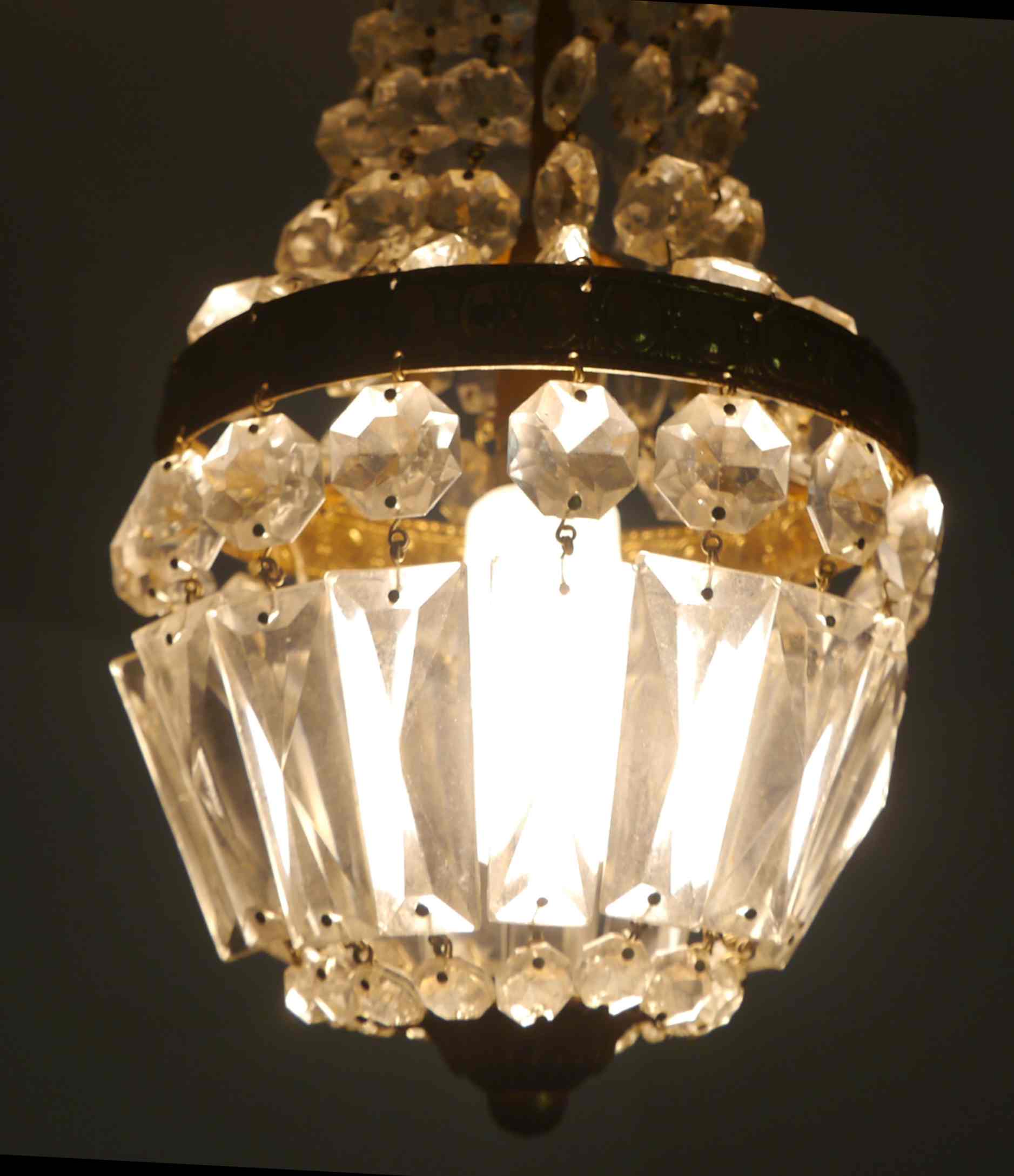 Suspension chandelier with metal and glass grapevines manufactured 60's / 70's