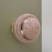 Vintage art deco globe wall or ceiling light in pink and gold Clichy glass
