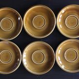 Set of 6 bowls and 6 matching plates in vintage brown
