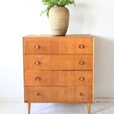 Mid-Century chest of drawers in brown teak with 4 drawers, 1960s, tapered legs.