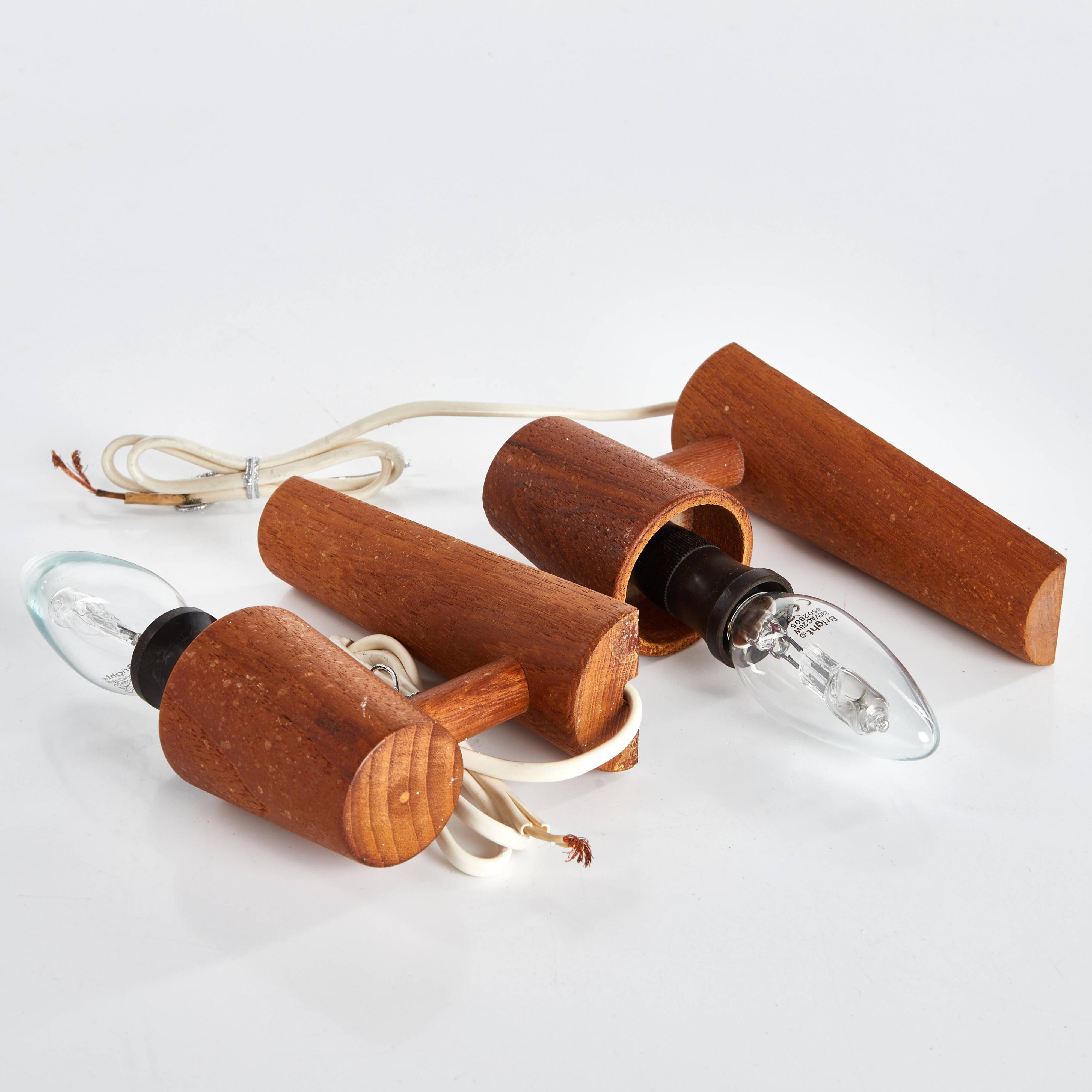 Anonymous Teak and Glass Wall Lights Pair from Sweden 1960