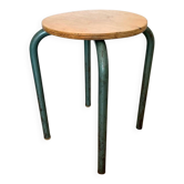 Tabouret bois tubulures métal