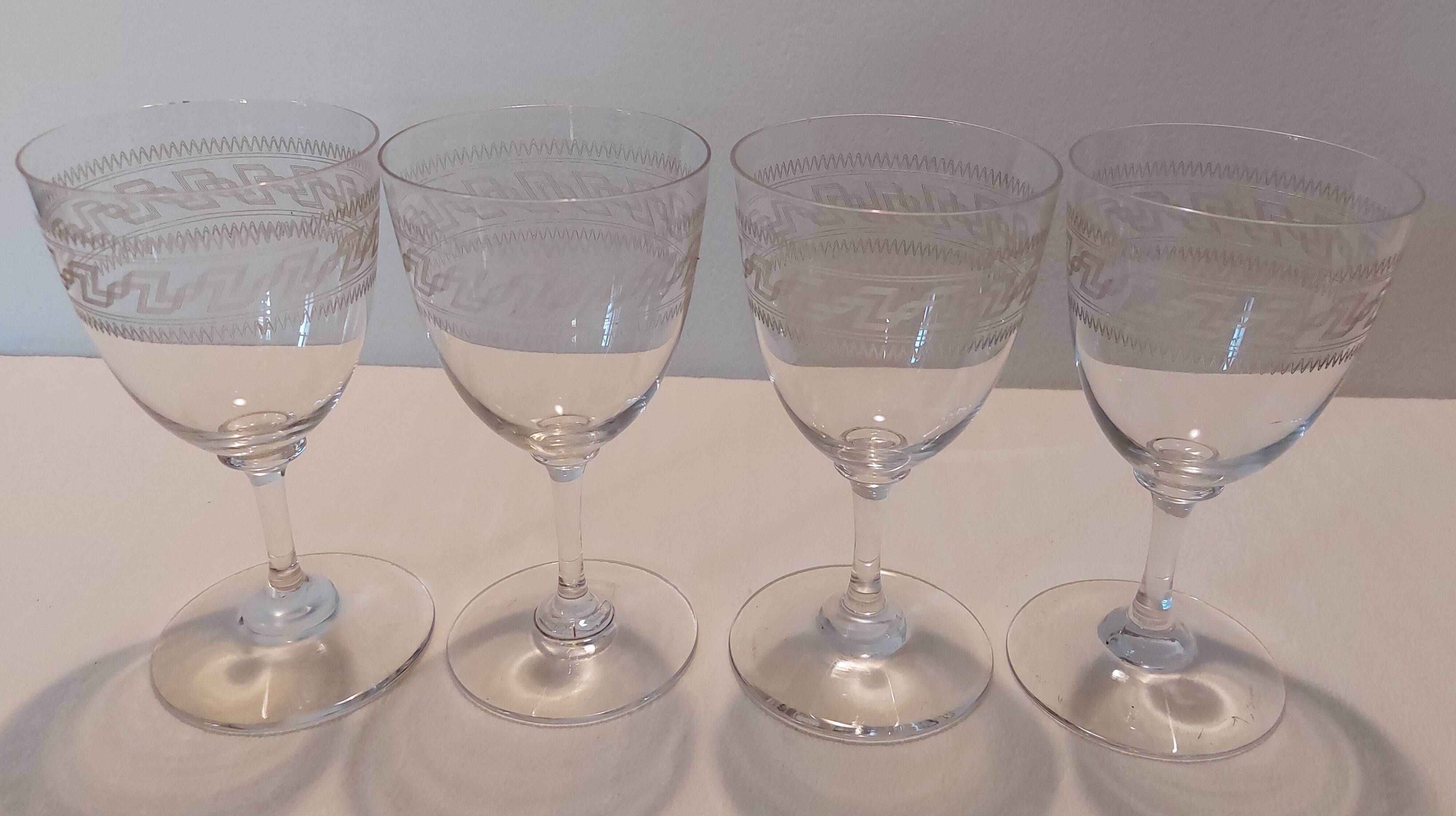 4 Blown crystal glasses