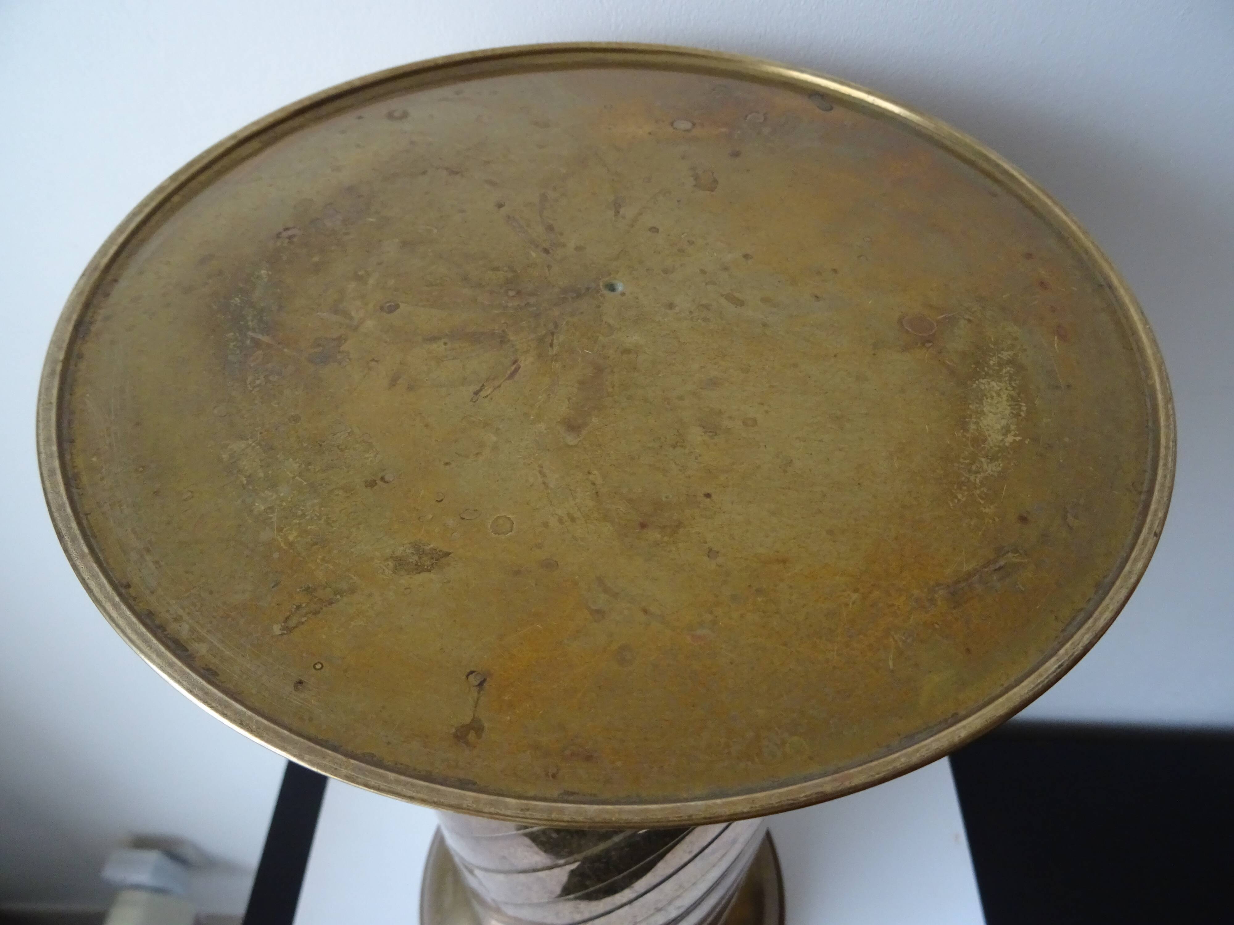 Pedestal column in vintage gilded metal