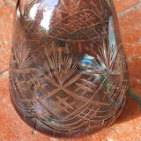 Carafe in worked glass, blue chandelier and its faceted cap