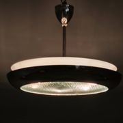 1930s Bauhaus UFO Chrome and Glass Pendant Light, Czechoslovakia
