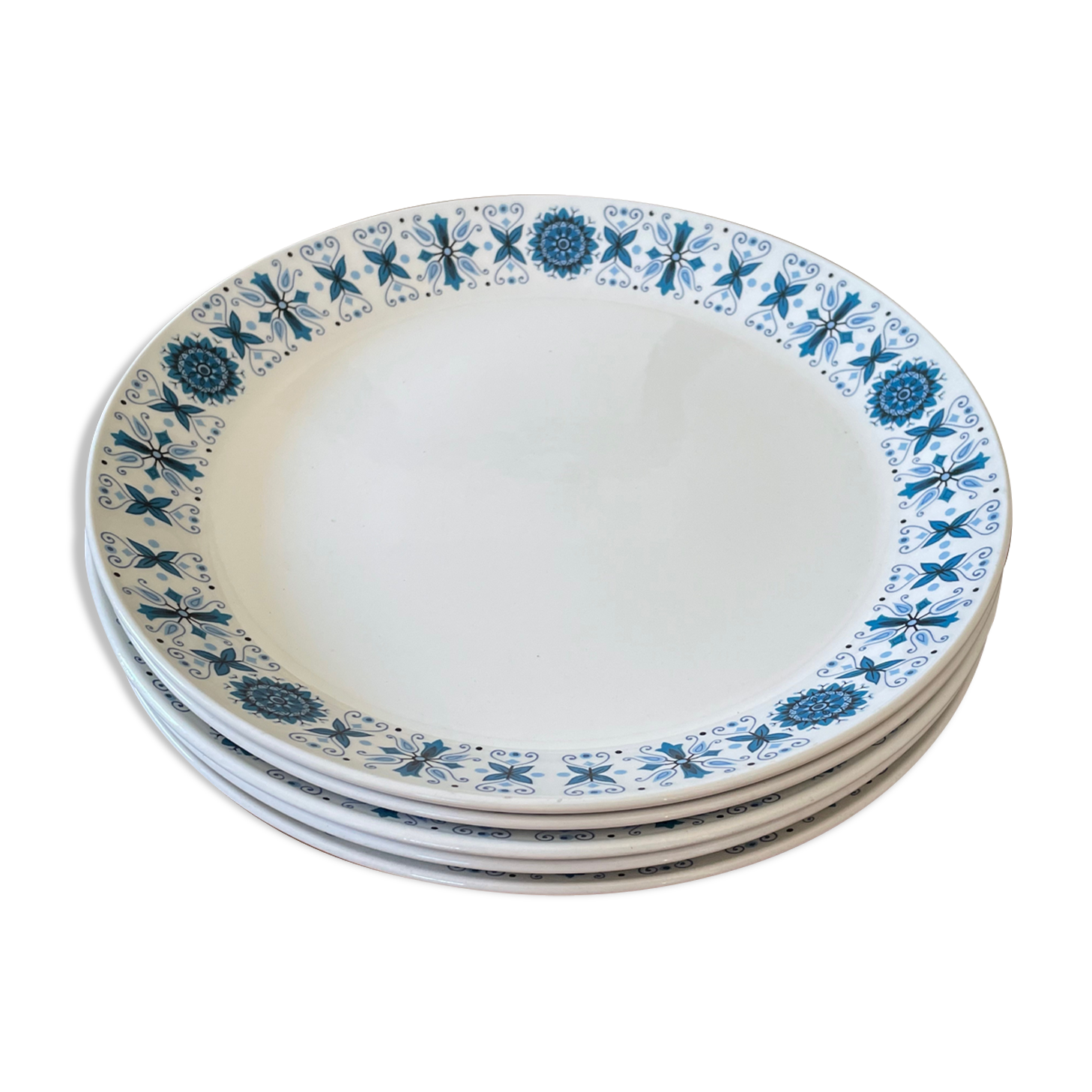 5 Old Flat Plates Vintage Johnson Brothers Iron