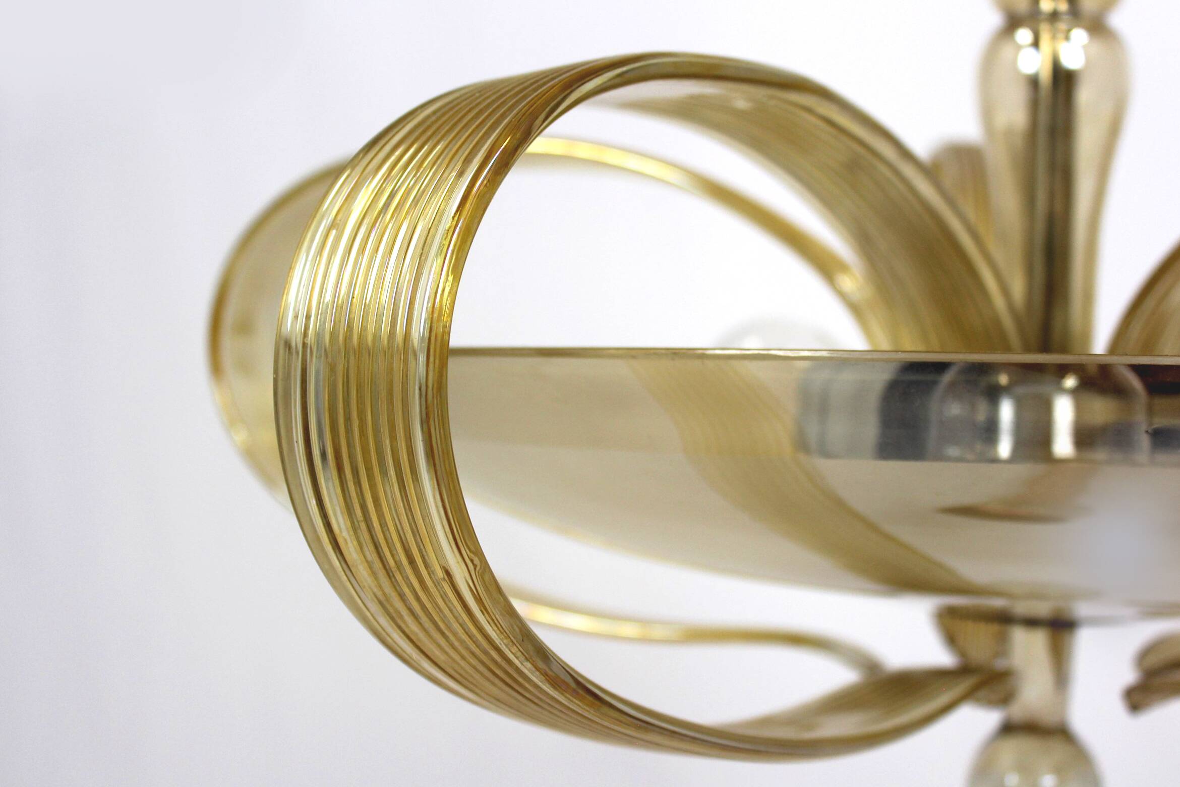 Tall art deco curved glass ceiling light from esc zukov, 1940s