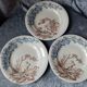 Series of 3 flat plates in iron earth, clairefontaine, hunting model