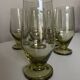 Set of 7 modernist lime green stemmed glasses 1950