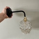 Vintage globe wall lamp in molded glass
