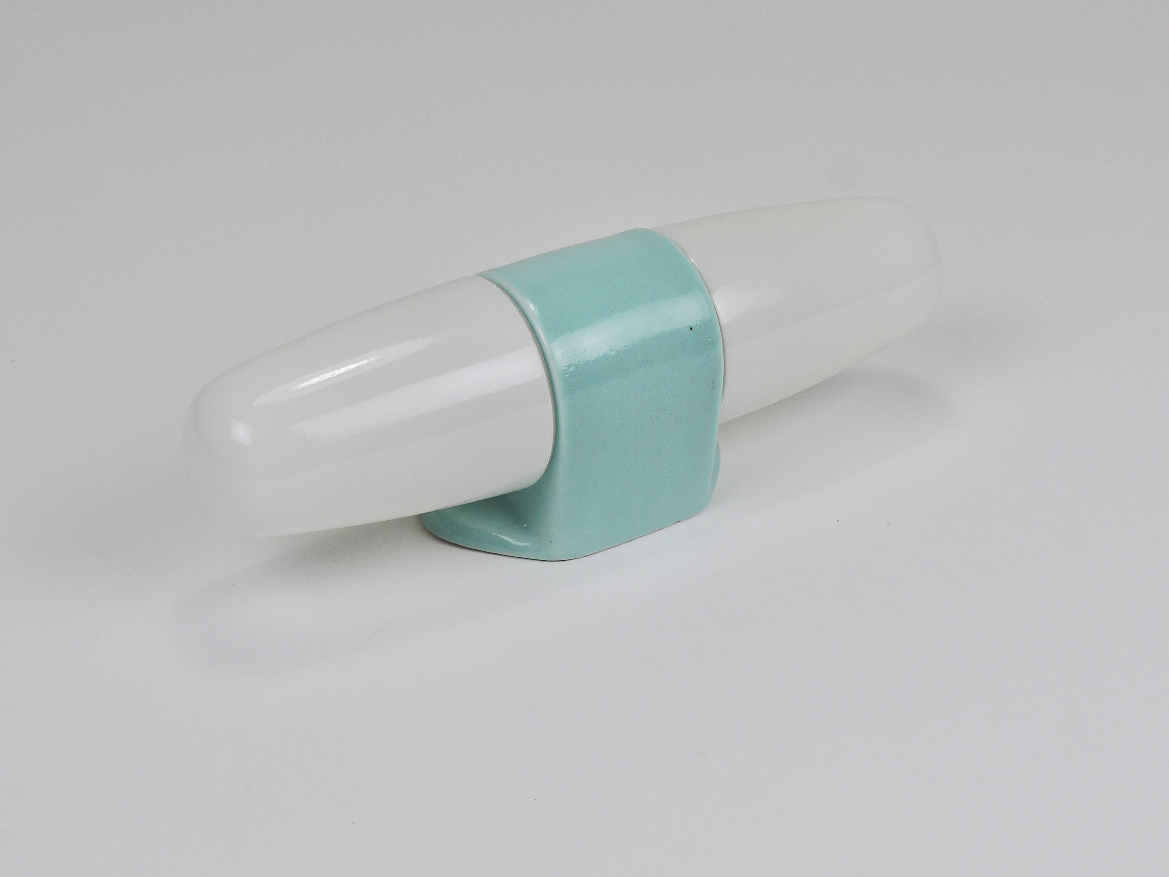 Wilhelm Wagenfeld Bauhaus Turquoise Double Sconce Wall Light, Germany, 1950