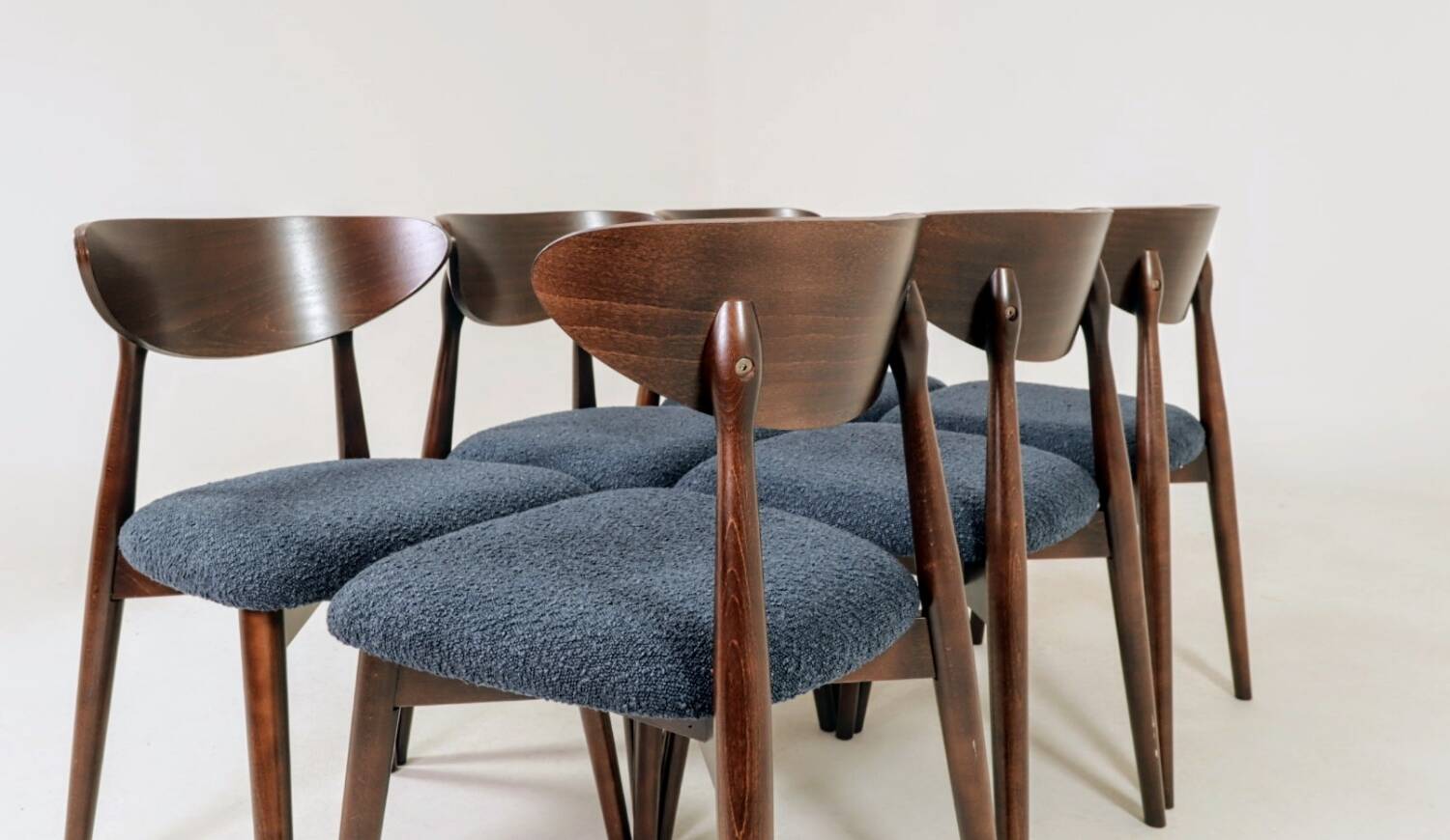 Chaises de salle à manger bouclé bleu marine lot de 6