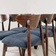 Chaises de salle à manger bouclé bleu marine lot de 6