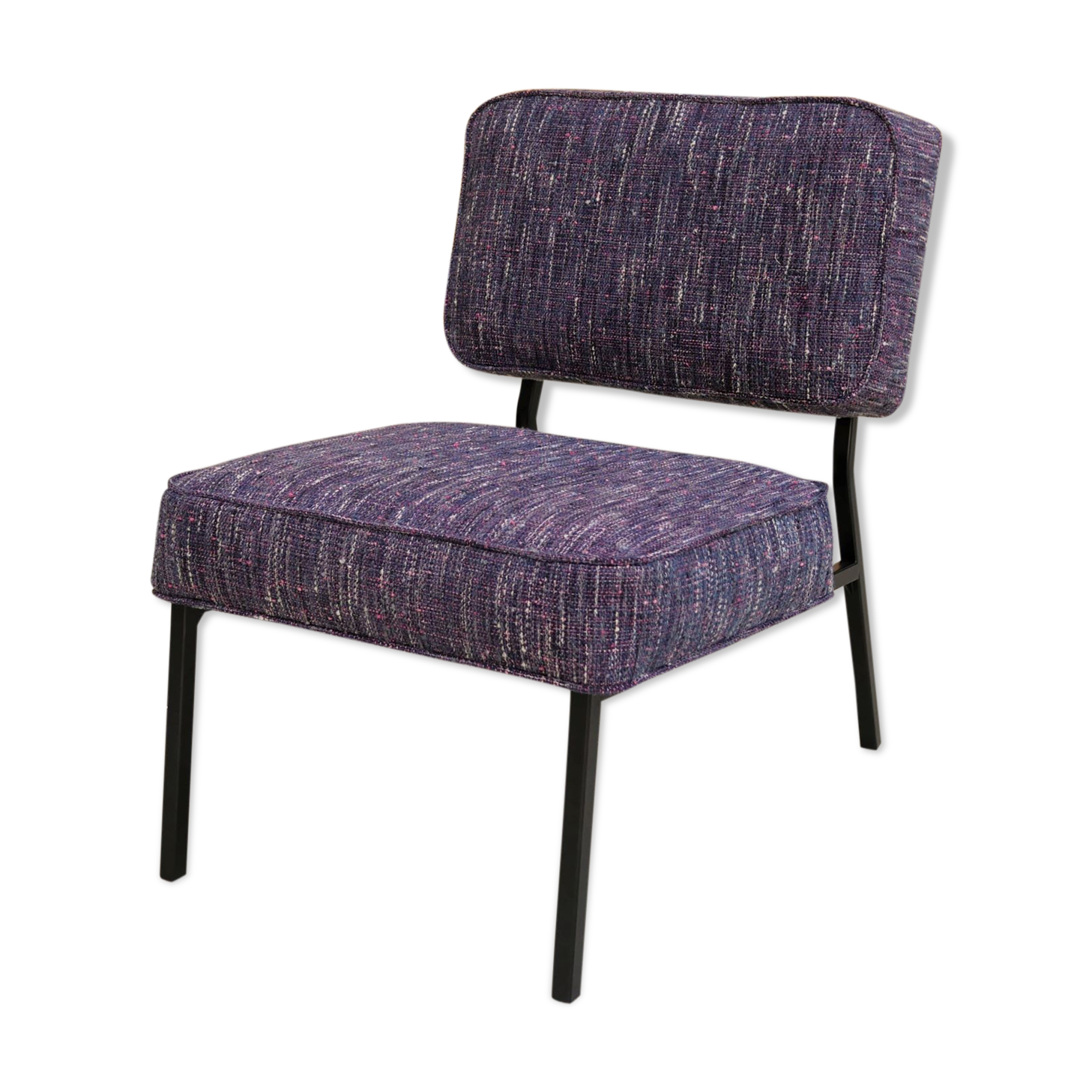 Vintage modernist metal foot armchair