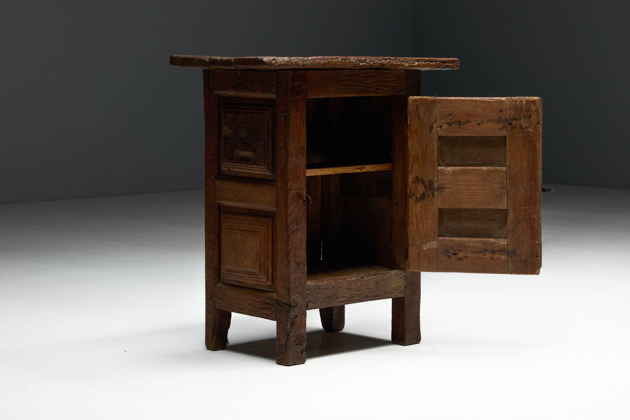 Antique rustic oak cabinet, France, 19th century