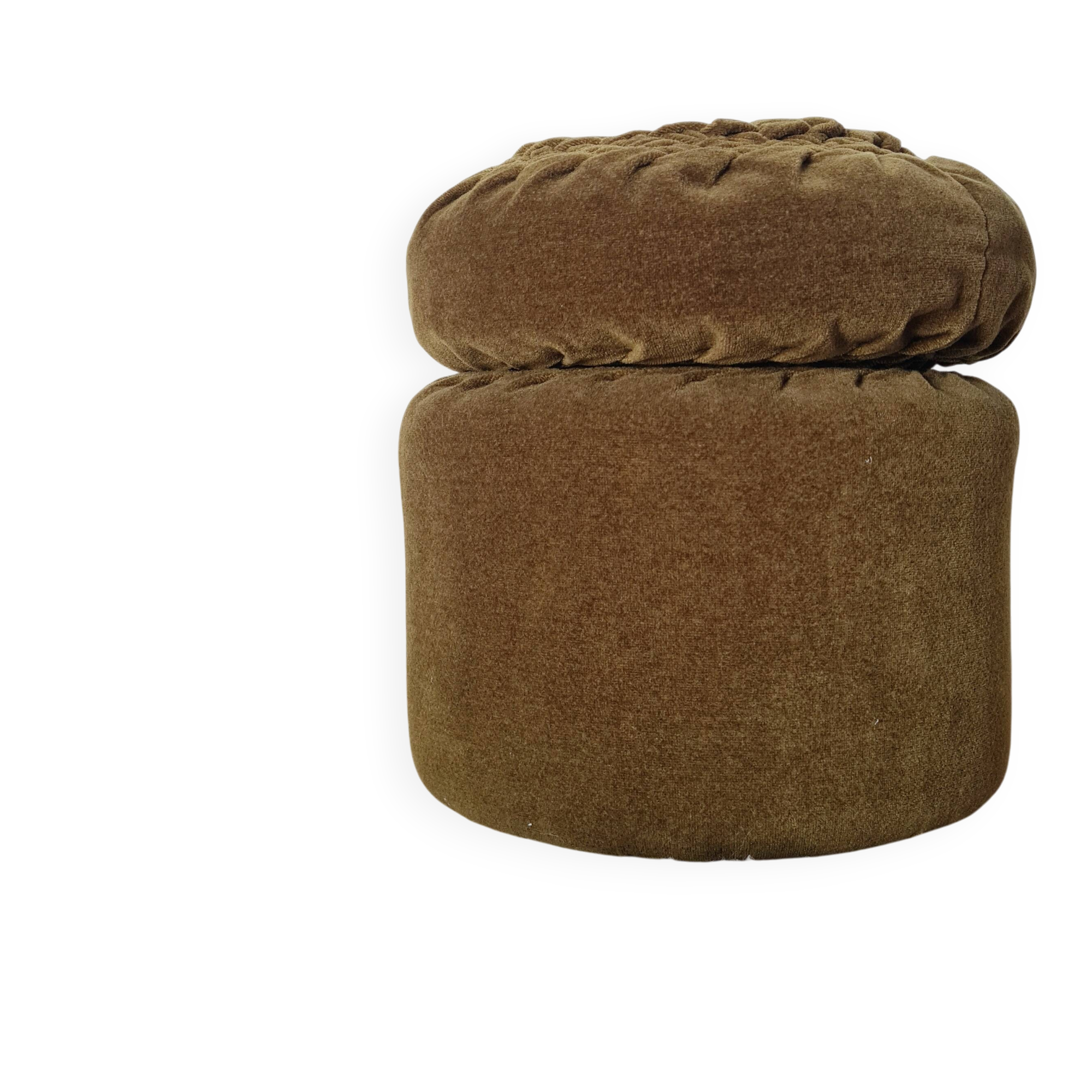 Duo pouf et coussin assorti velours vert olive