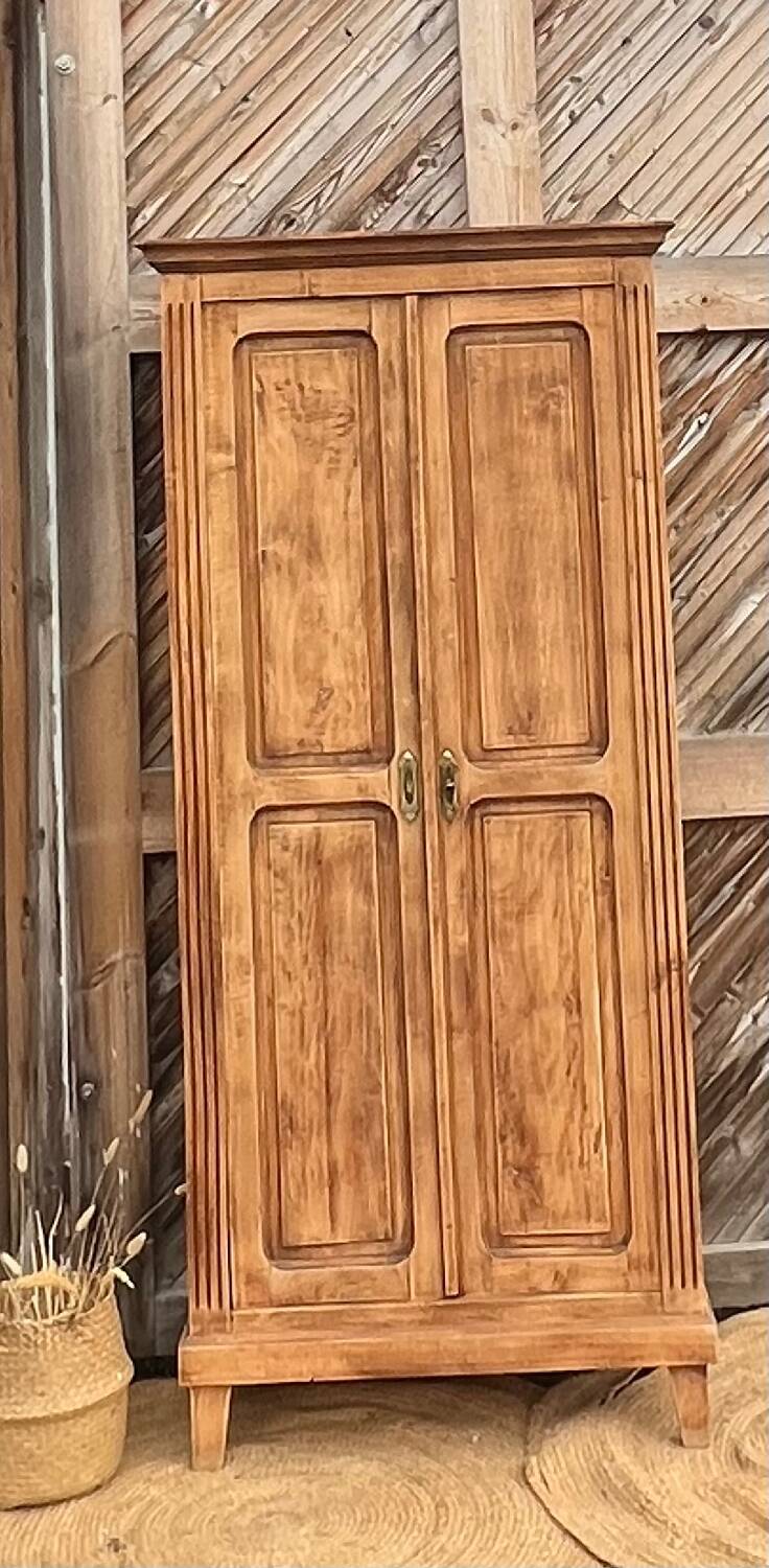 Vintage Parisian wardrobe in raw solid wood