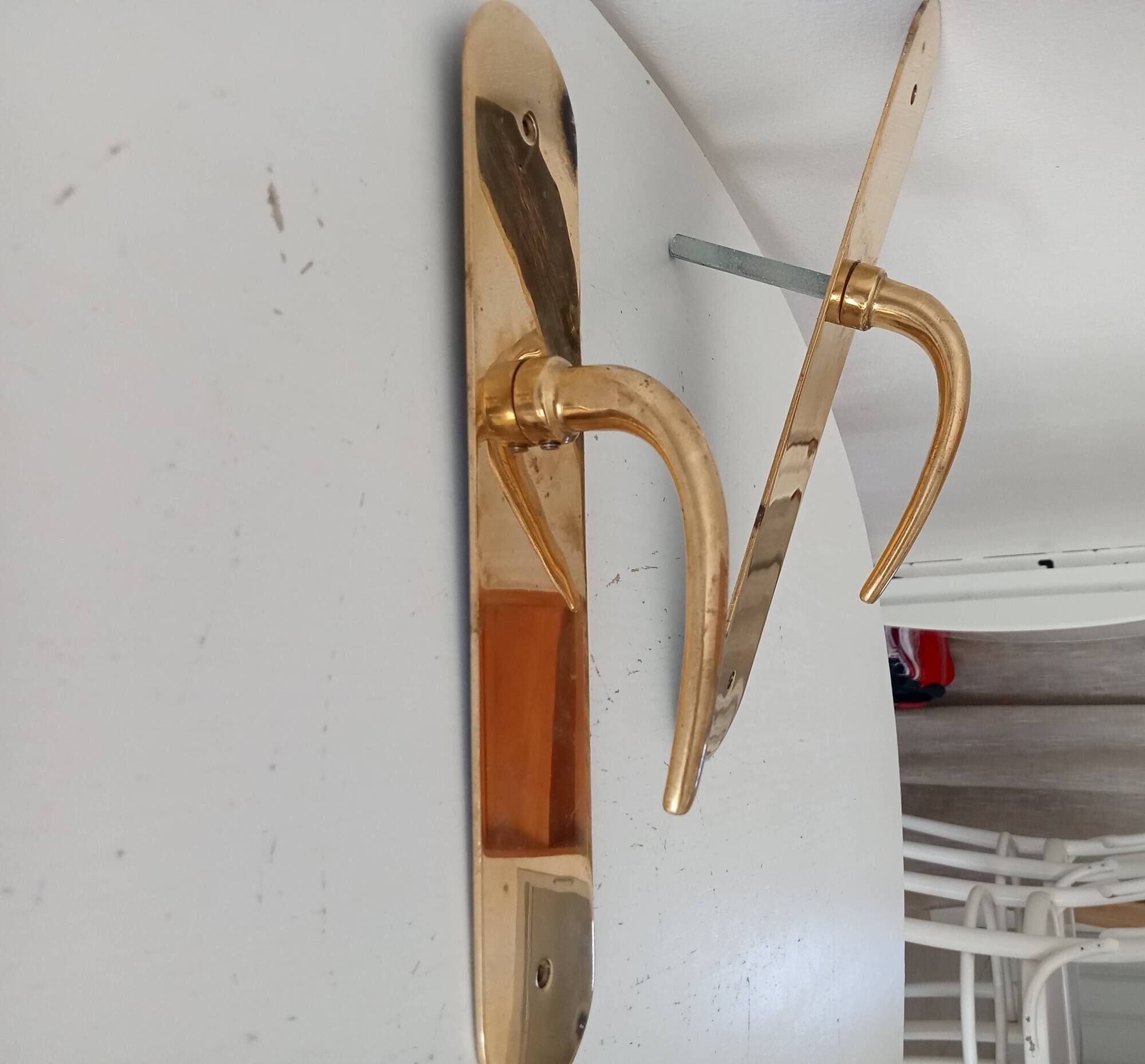 Pair of solid brass door handles