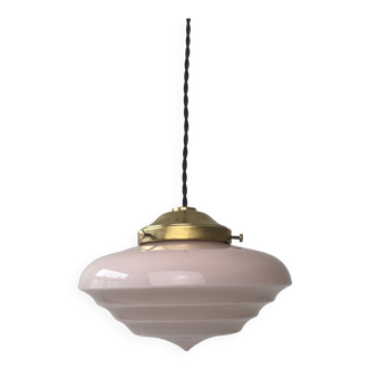 Old art-deco pendant lamp in pink opaline