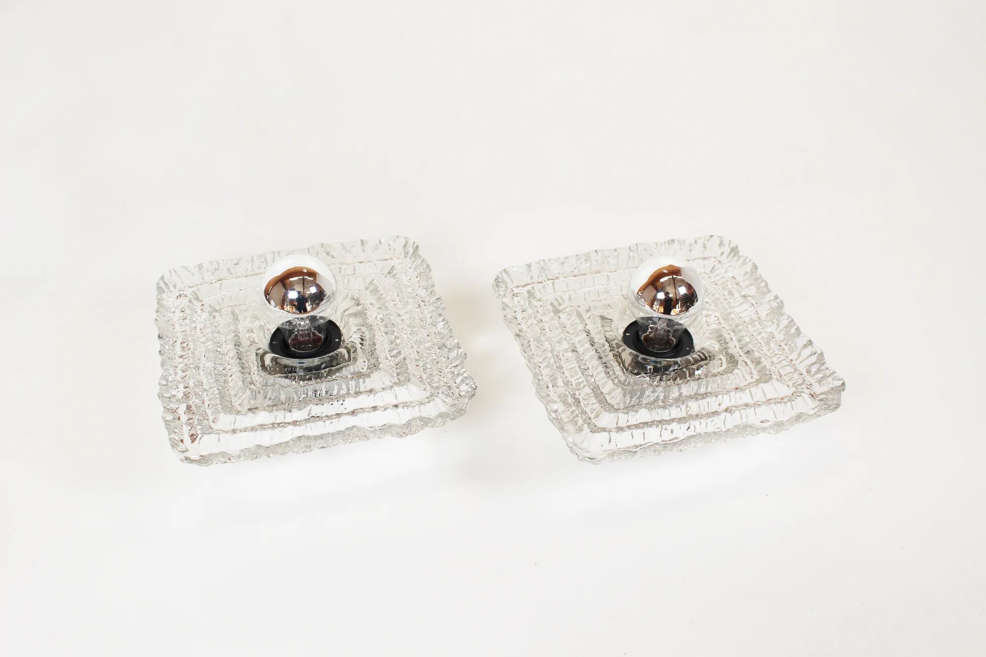 Set of 'ice glass' wall lamps by Peill & Putzler