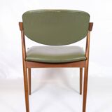 Set Of 6 Dining Chairs Model 42 Made IN Teak With Green Leather Seat By Kai Kristiansen From 1960s