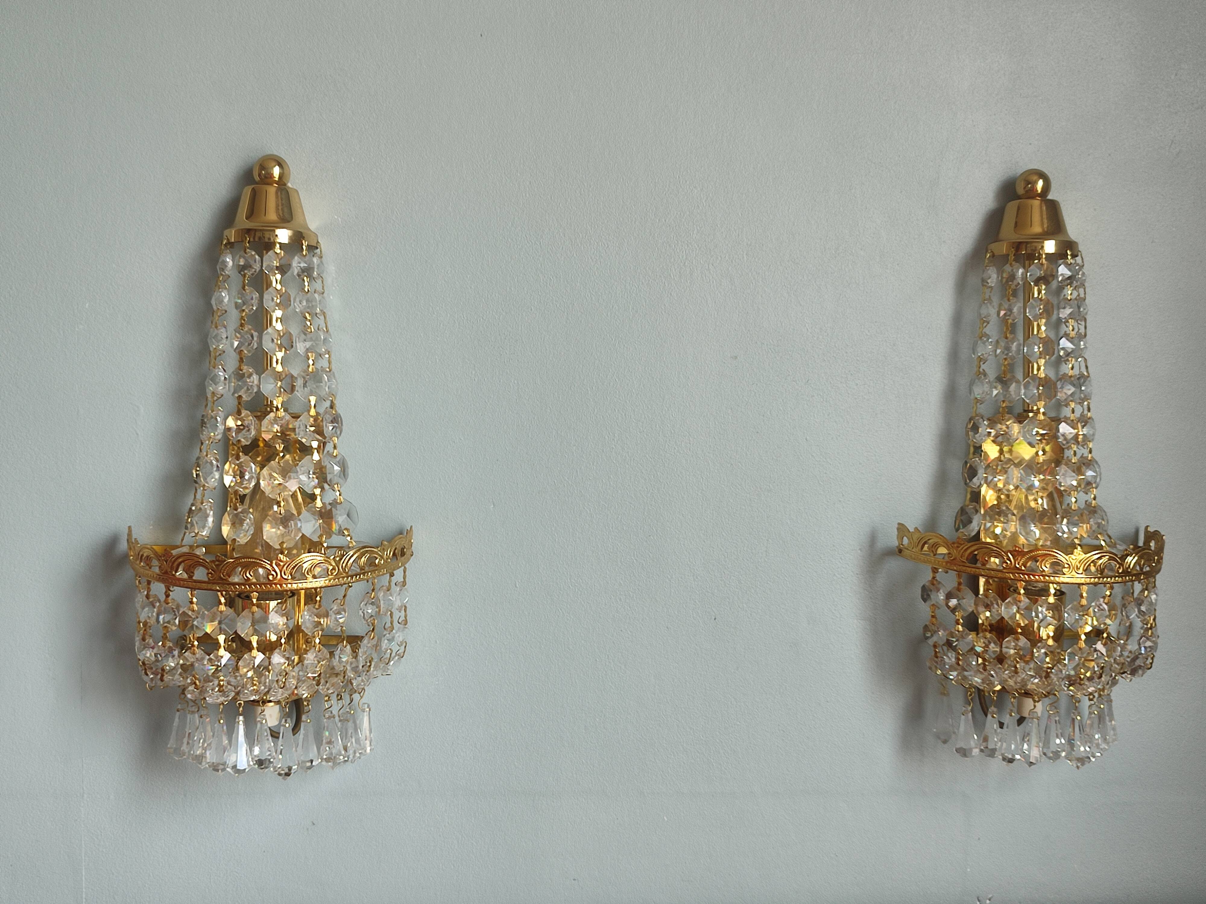 Pair of vintage Presiosa crystal wall lights