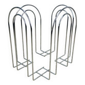 Postmodern chrome metal magazine rack from the 1980s.