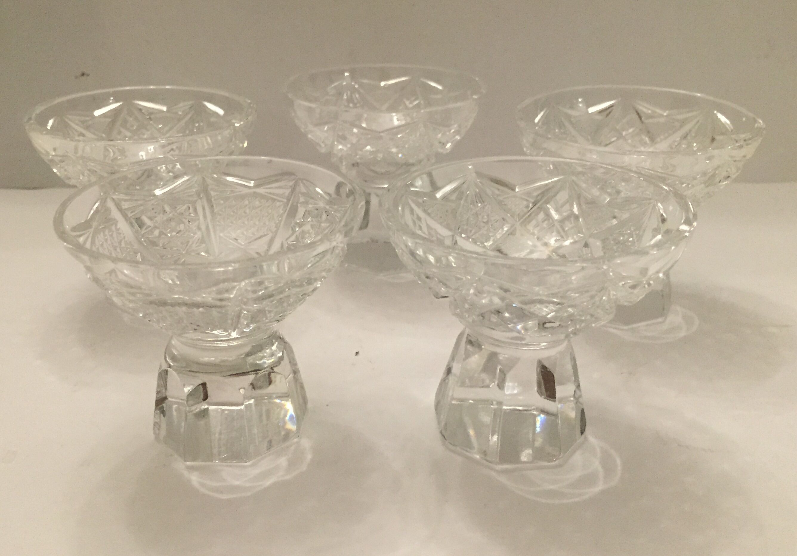 5 alcohol cut crystal glass set