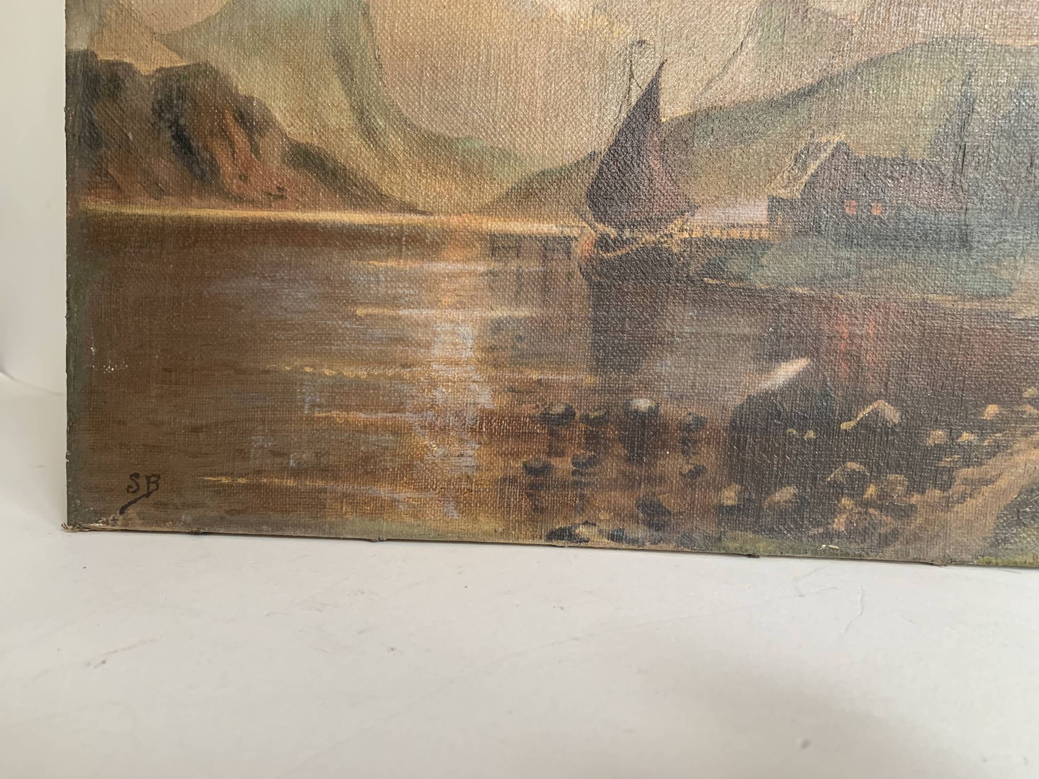 19th century French school, signed oil painting, framed seascape