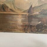 19th century French school, signed oil painting, framed seascape