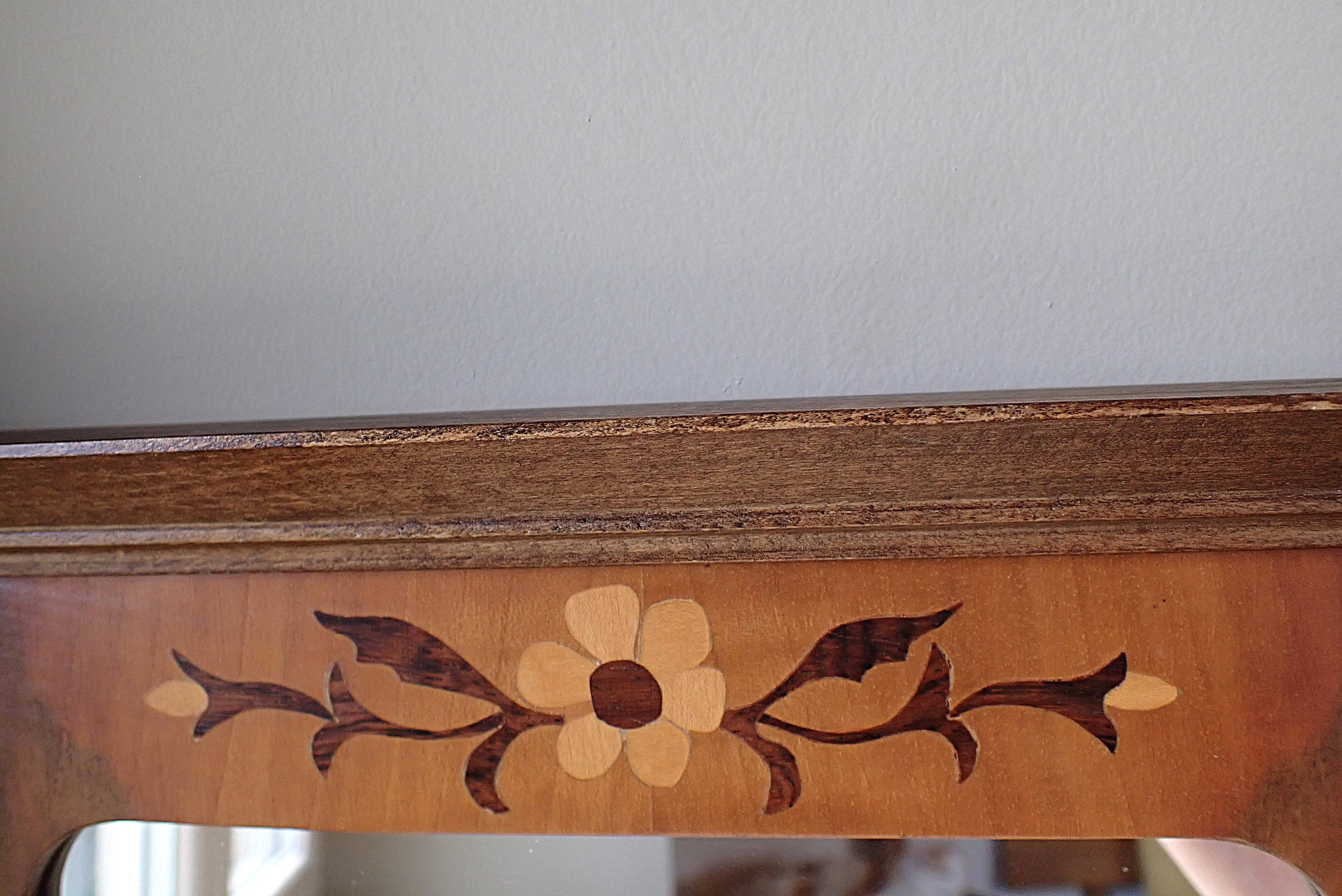 Vintage mirror with marquetry by cabinetmaker Paul Aumoine