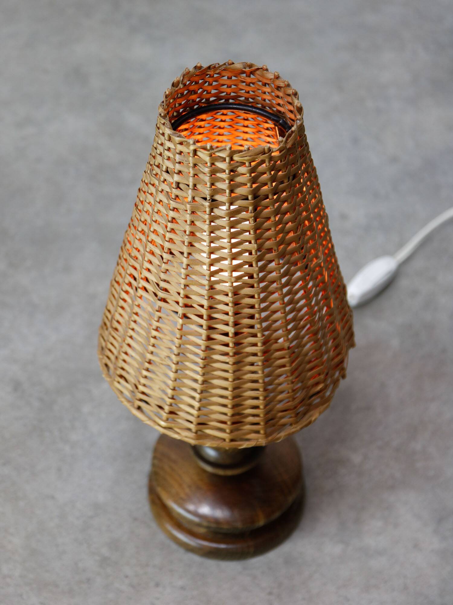 Vintage Italian Wicker Table Lamp