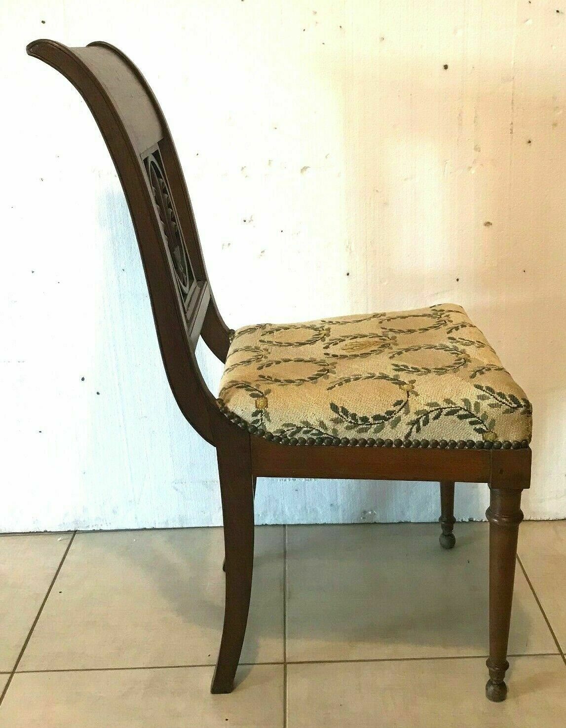 Four Directoire style mahogany chairs with 20th century fabric seats