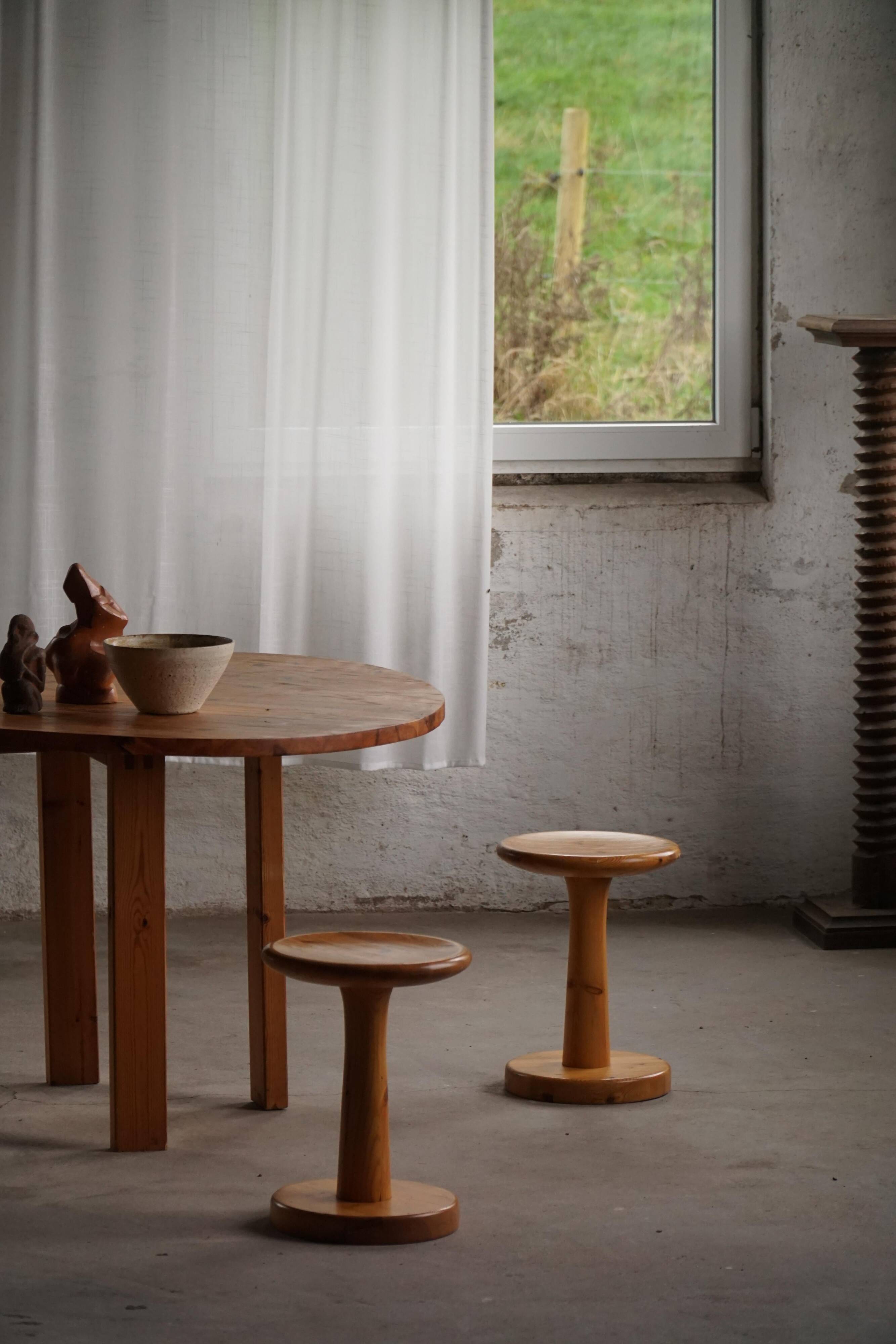 Set of 4 Danish stools / side tables in pine by Rainer Daumiller, mid-20th century, 1970.