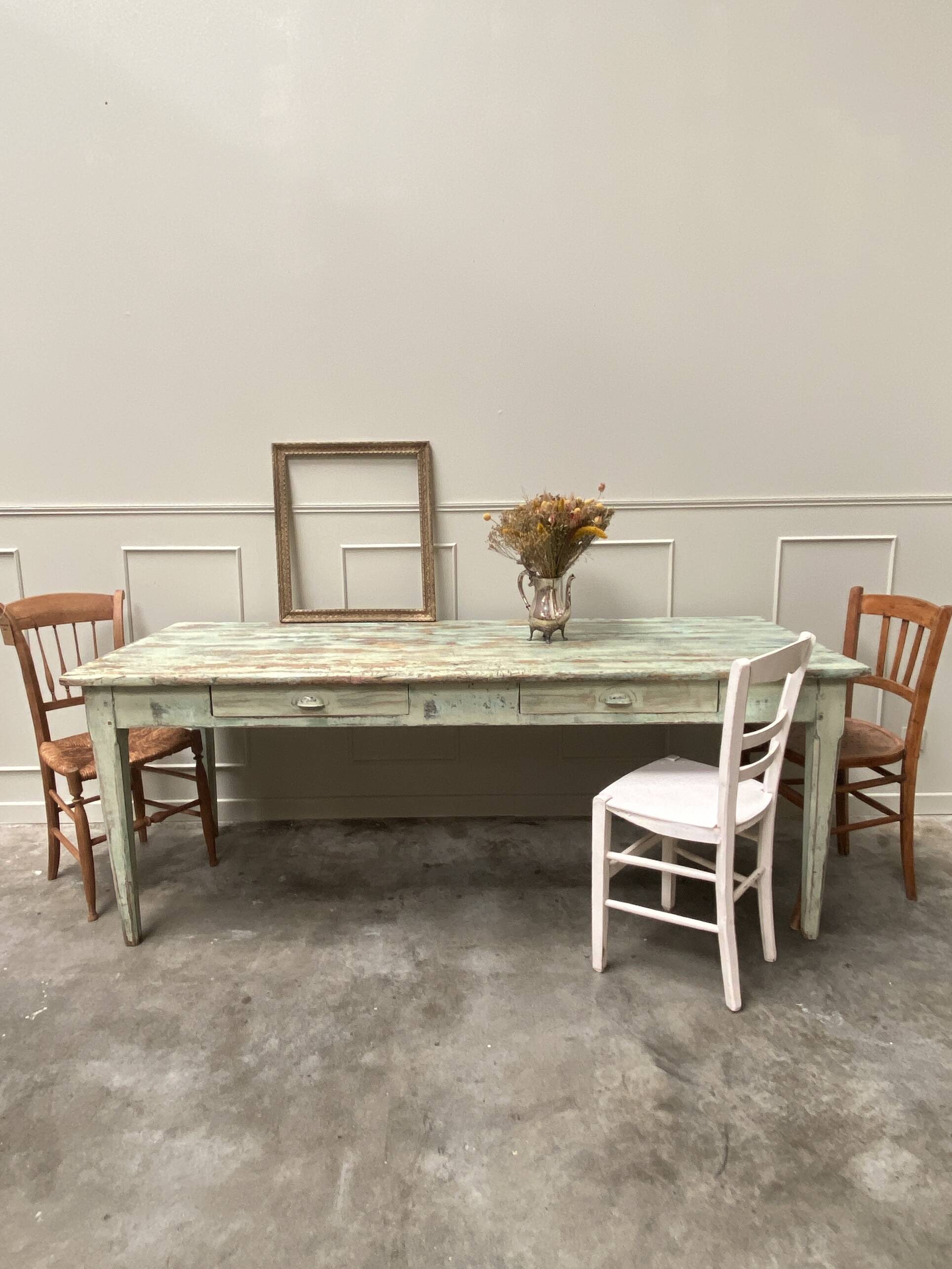 Solid wood farmhouse table