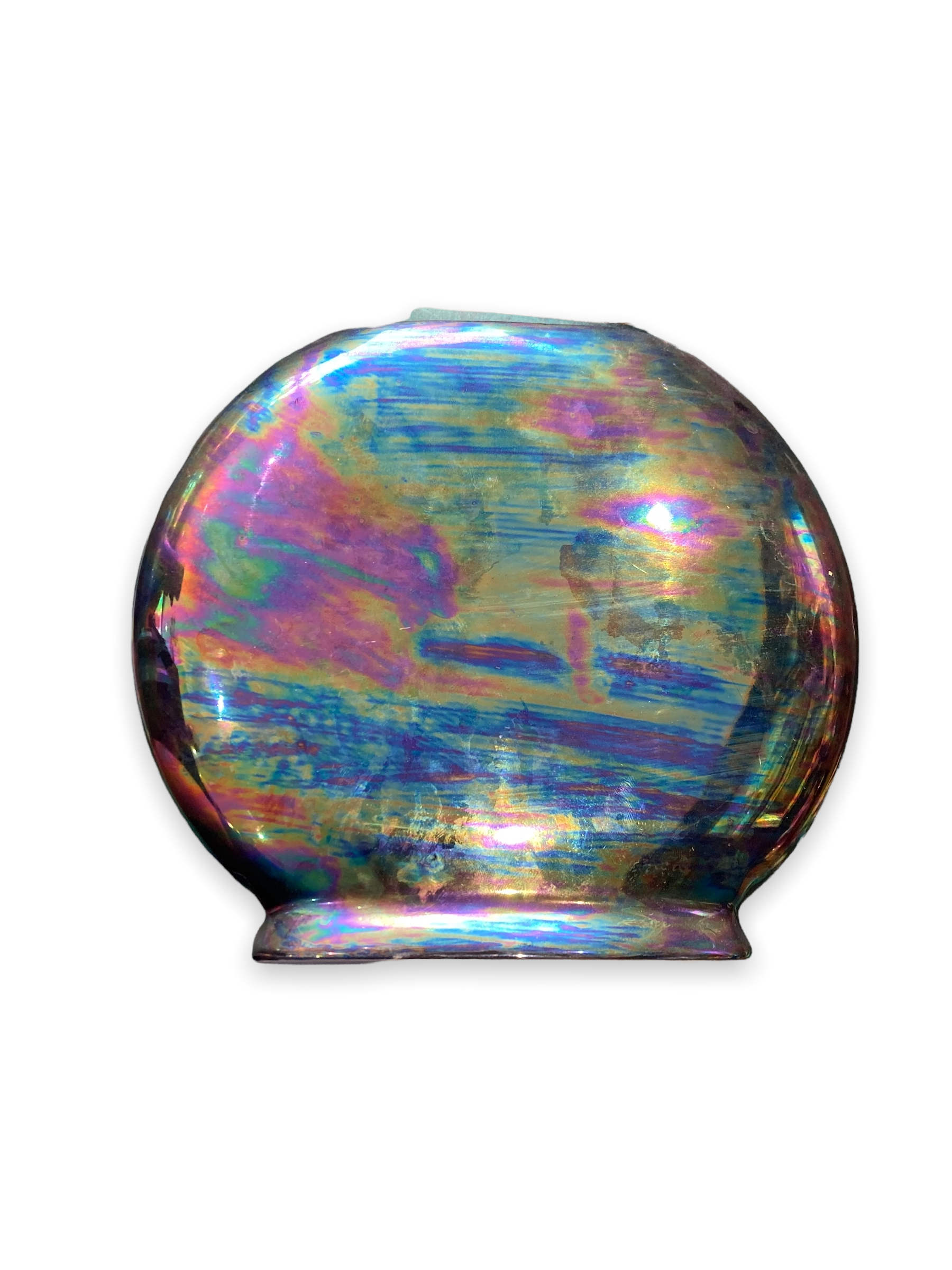 Round iridescent ceramic vase