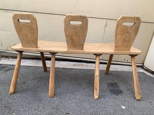 Petit banc 3 place style brutaliser en chêne