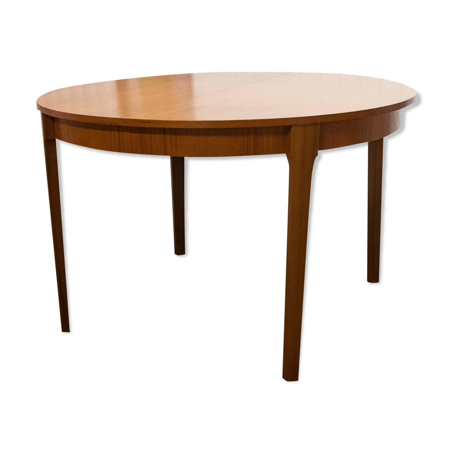 Scandinavian table in round teak with built-in extensions 1960