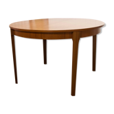 Table scandinave en teck ronde avec rallonges intégrées 1960