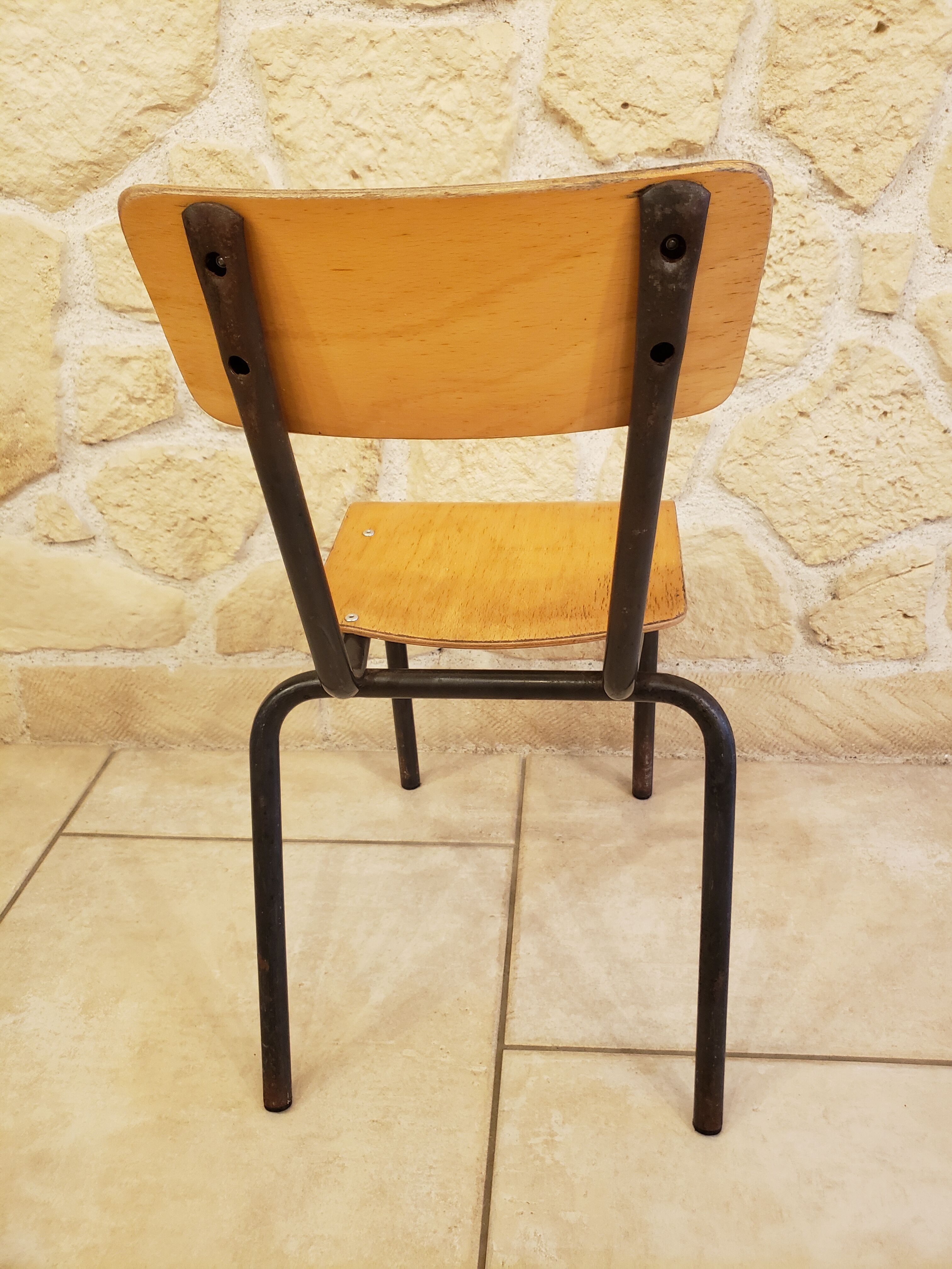 Chaise enfant écolier bois & métal