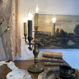 Chandelier lamp with 4 lights in gilded bronze.