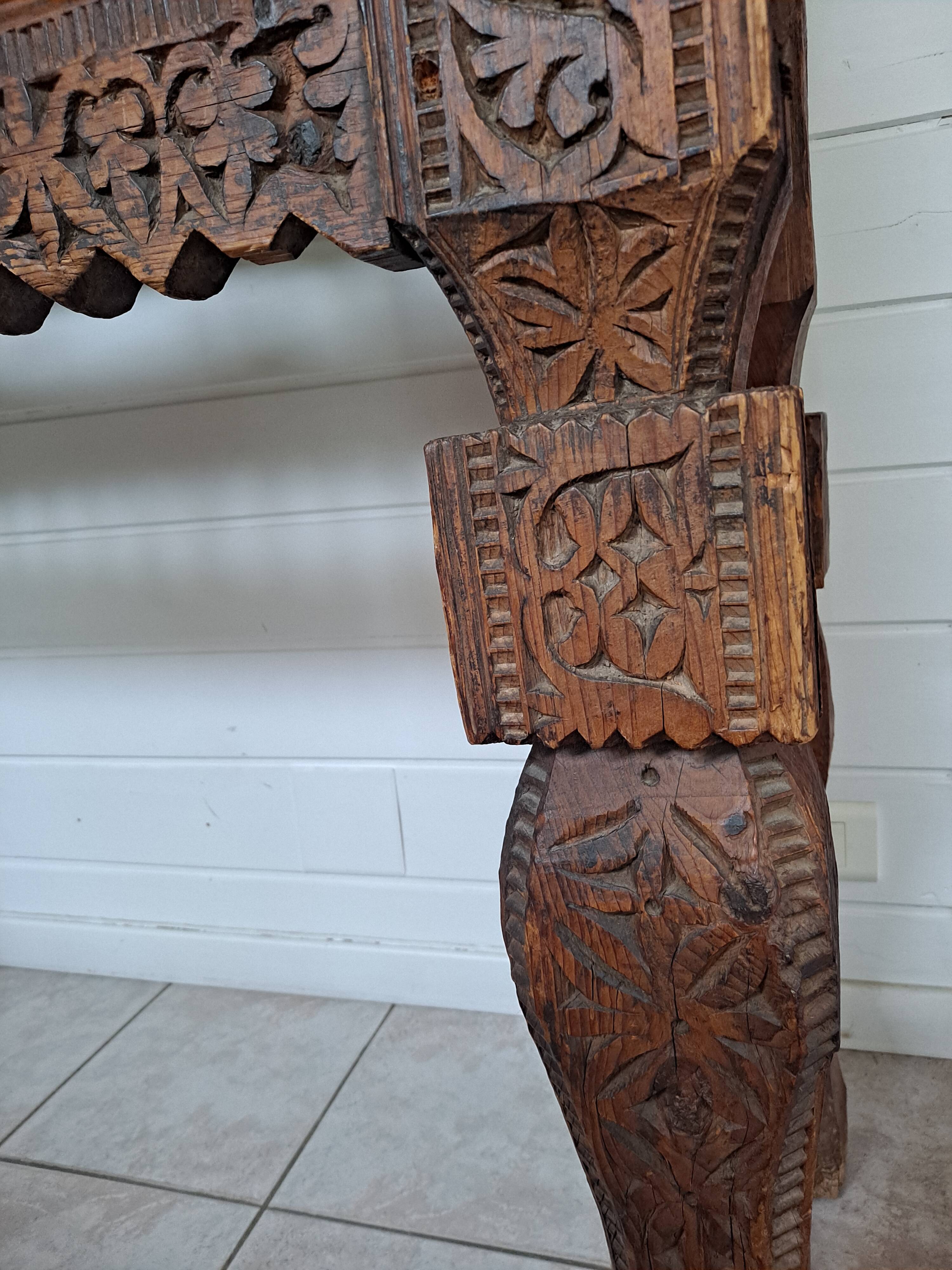 Artisanal wooden console, late 19th century.