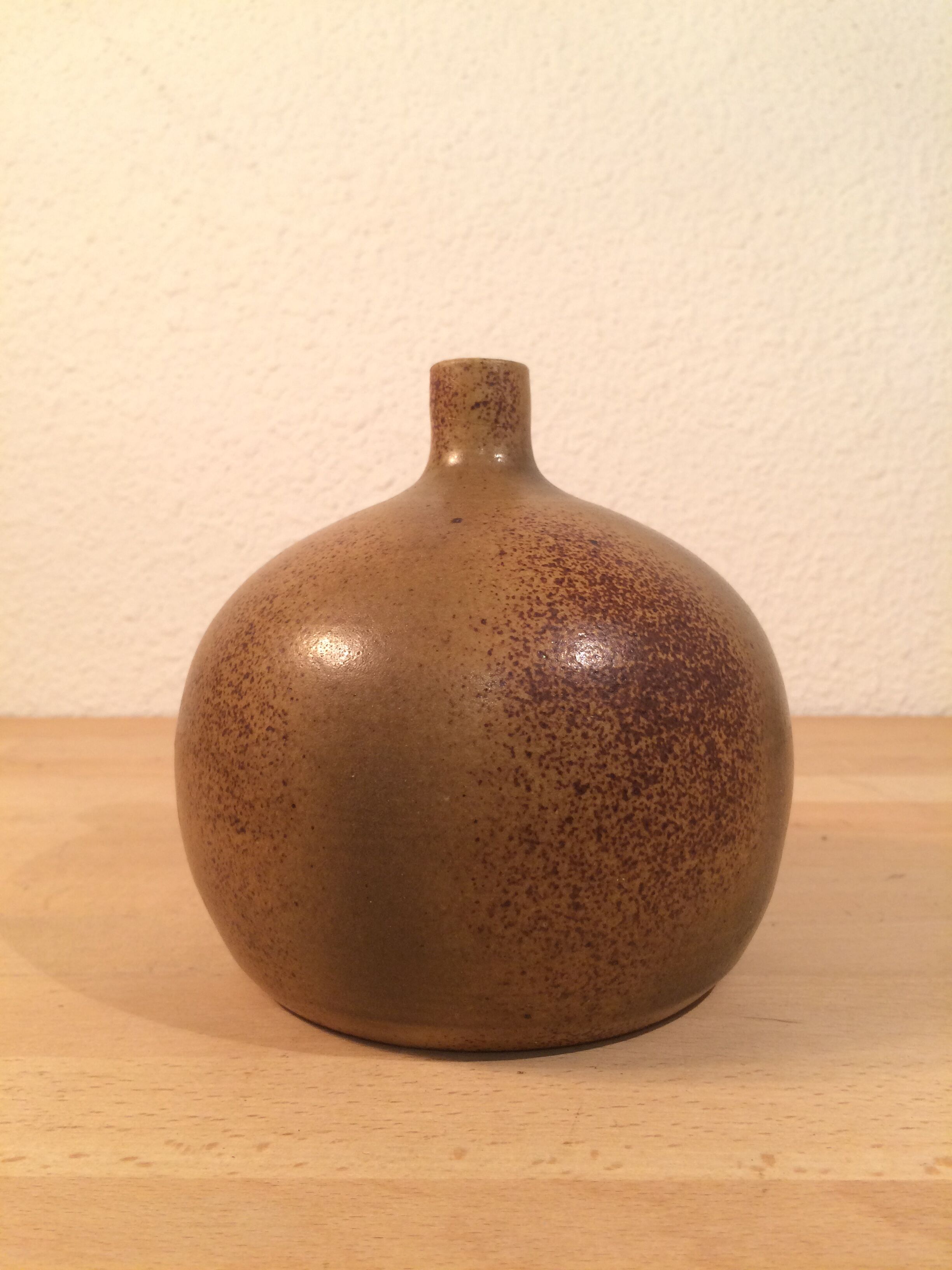 Sandstone ball vase signed Michel Dumont